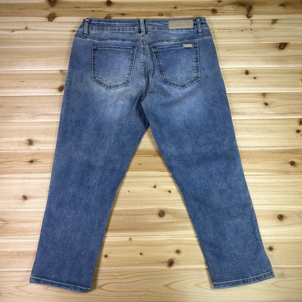 Seven7 Jeans Womens 8 Girlfriend Mid Rise Cropped Capri Denim Blue Jeans - Picture 7 of 12